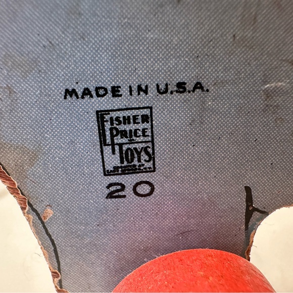 Vintage Fisher Price 1942 wooden cut out elephant #20 pull push toy wheels RARE - Picture 4 of 7